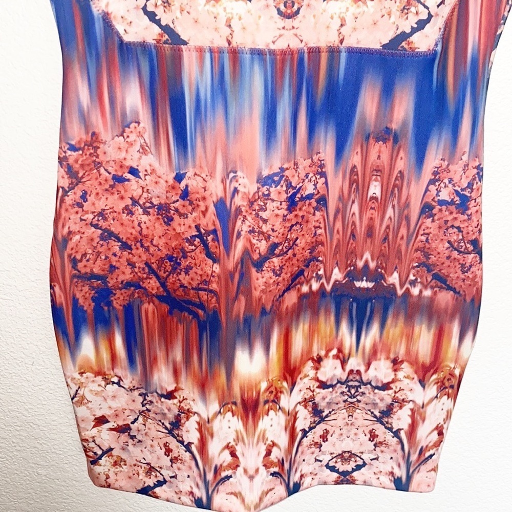 Zara W&B Collection Neoprene “Scuba” Short Sleeve Cherry Blossom Mini Dress - Picture 3 of 12